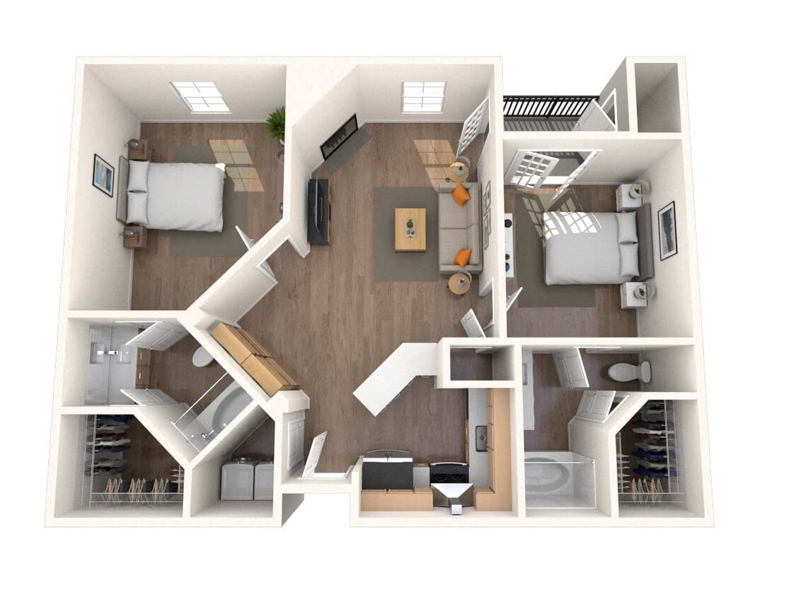 Floor Plan - Traditional 2x2 991-1068 SF