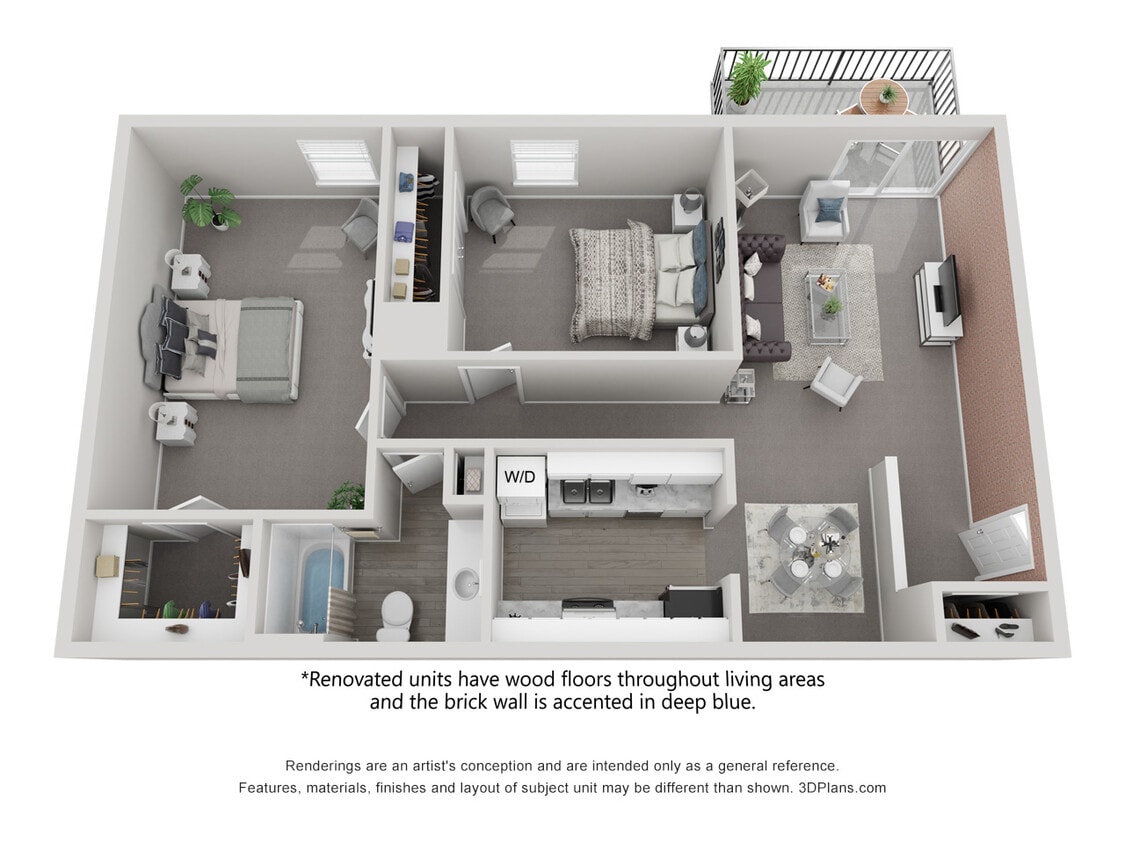 Floor Plan - 2 Bedroom A/C Semi - Call For Availability