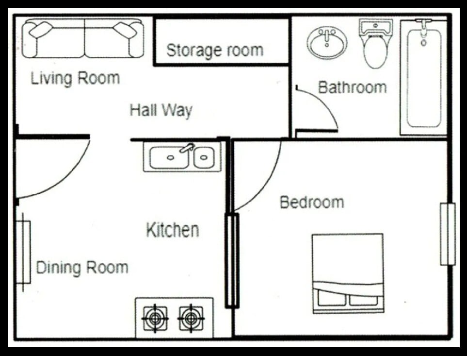 Floor Plan - 1BR/1.0BA