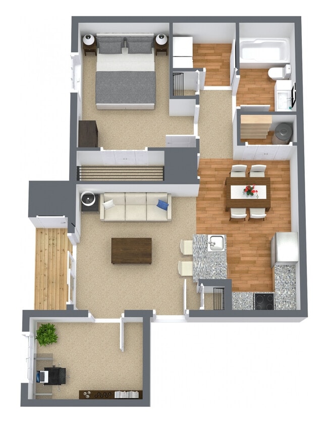 Floor Plan - 1 Bedroom 1 Bath  Den