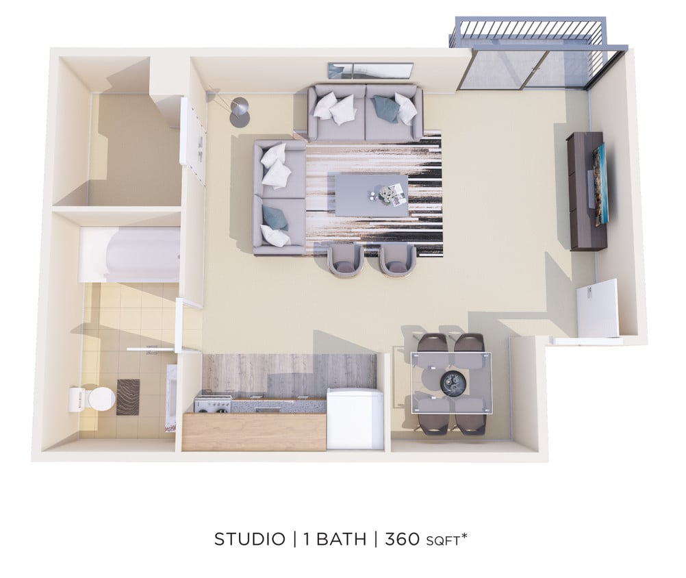 Floor Plan - Studio - 360 sqft