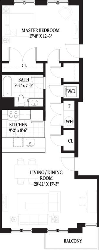 Floor Plan - Villas One Bedroom with Patio