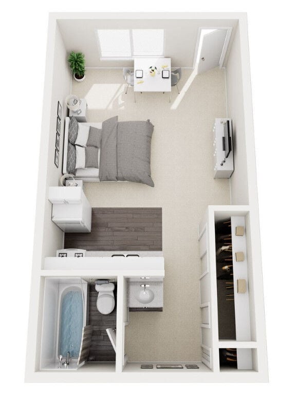 Floor Plan - Studio, One Bath, Utilities