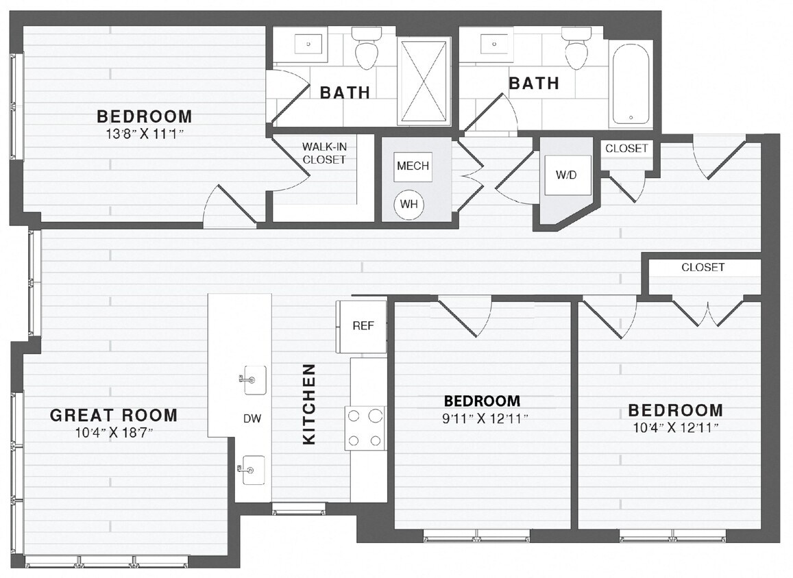 Floor Plan - 3 Bed/2 Bath-C1