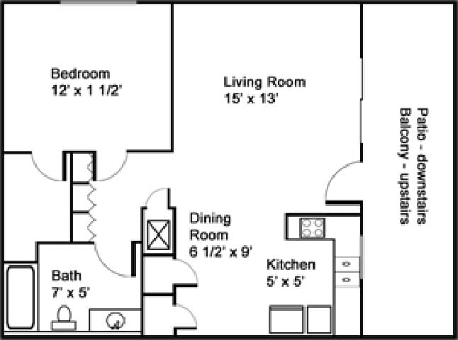 Floor Plan - One Bedroom One Bath