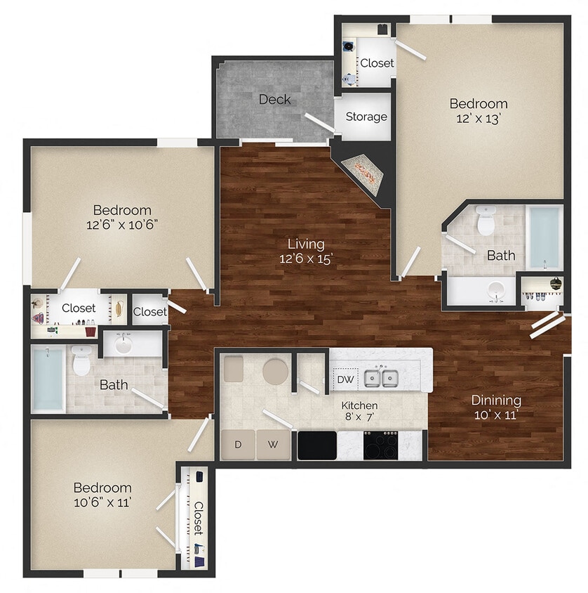 Floor Plan - Three Bedroom -C2 Renovated