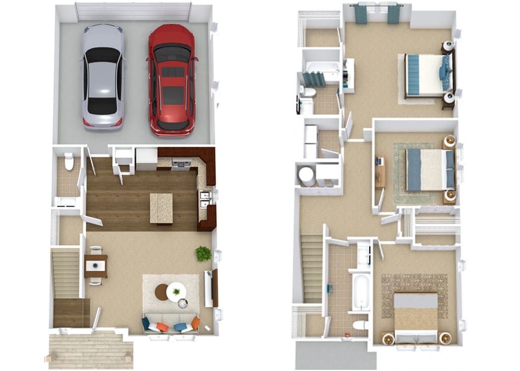 C2 3 Bedroom 2.5 Bath w/ 2 Car Garage - C2