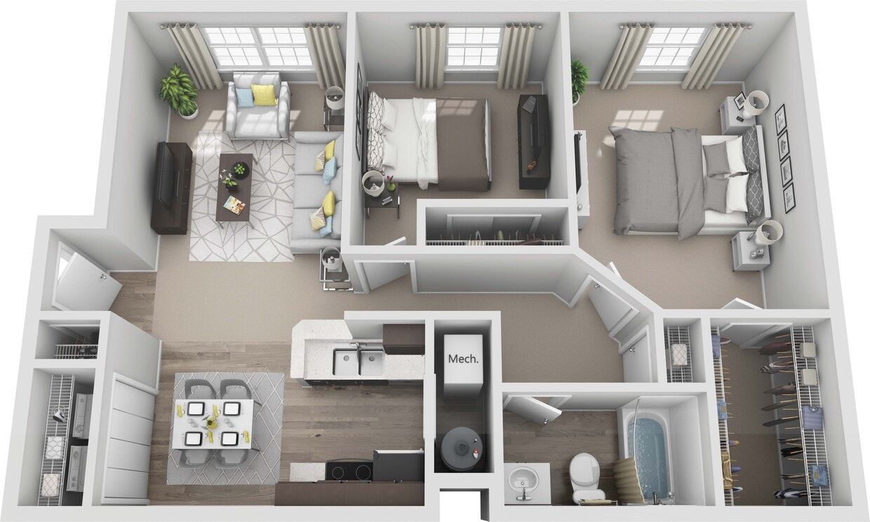 Floor Plan - Two Bed, One Bath 