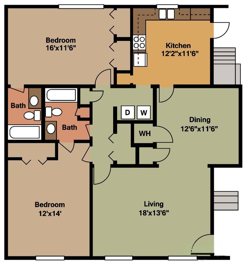 Floor Plan - Two Bedroom Two Bath