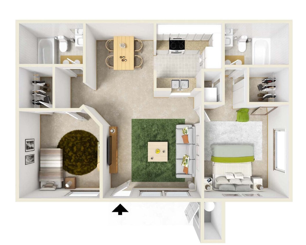 Floor Plan - 2BD, 2BTH
