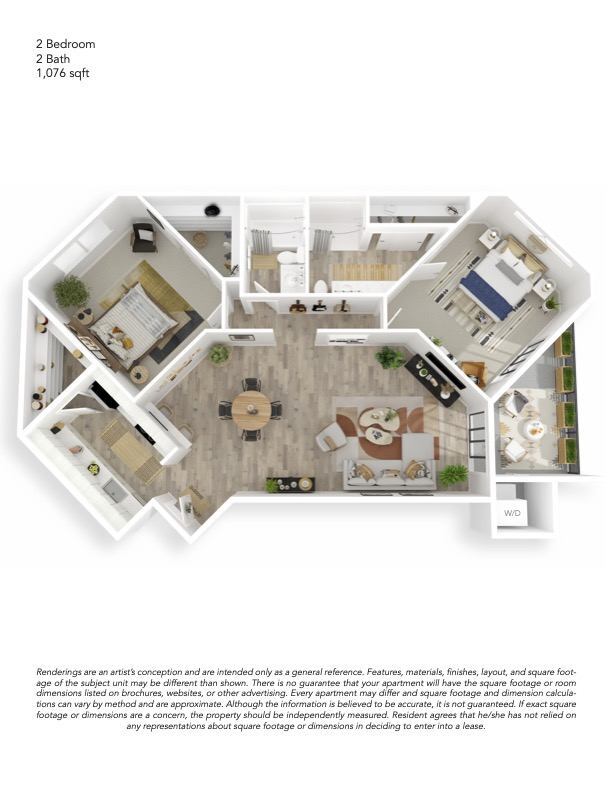 Floor Plan - Two Bedroom Two Bath Large  Luxury