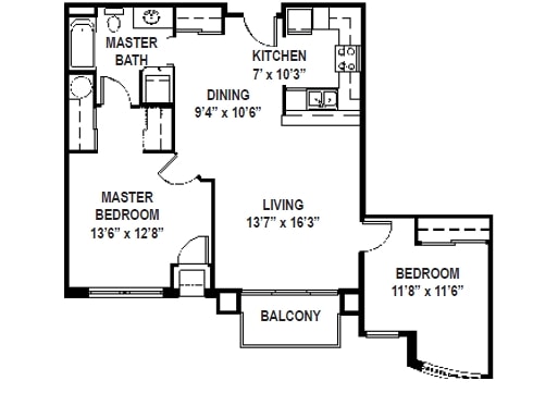 C2 - 2 Bed 1 Bath (B2)