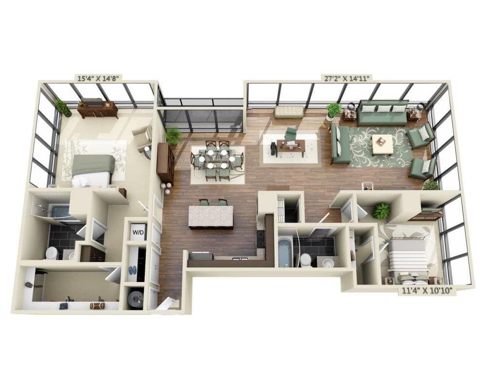 Floor Plan - Two Bedroom B2M