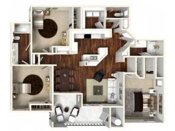 Floor Plan - 3 Bedroom, 2.5 Bathroom