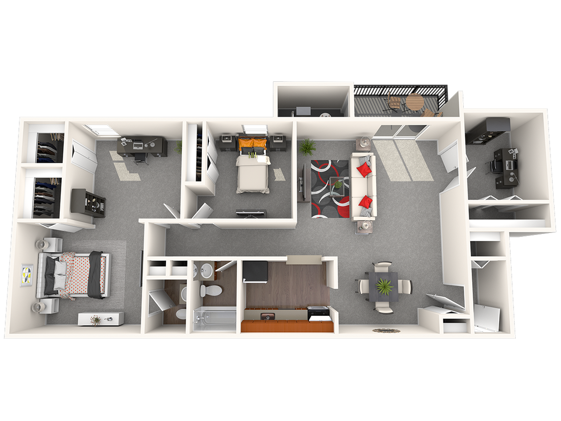 Floor Plan - 2 Bed 1.5 Bath Den MS