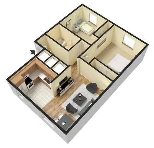 Floor Plan - 2 Bed 1 Bath