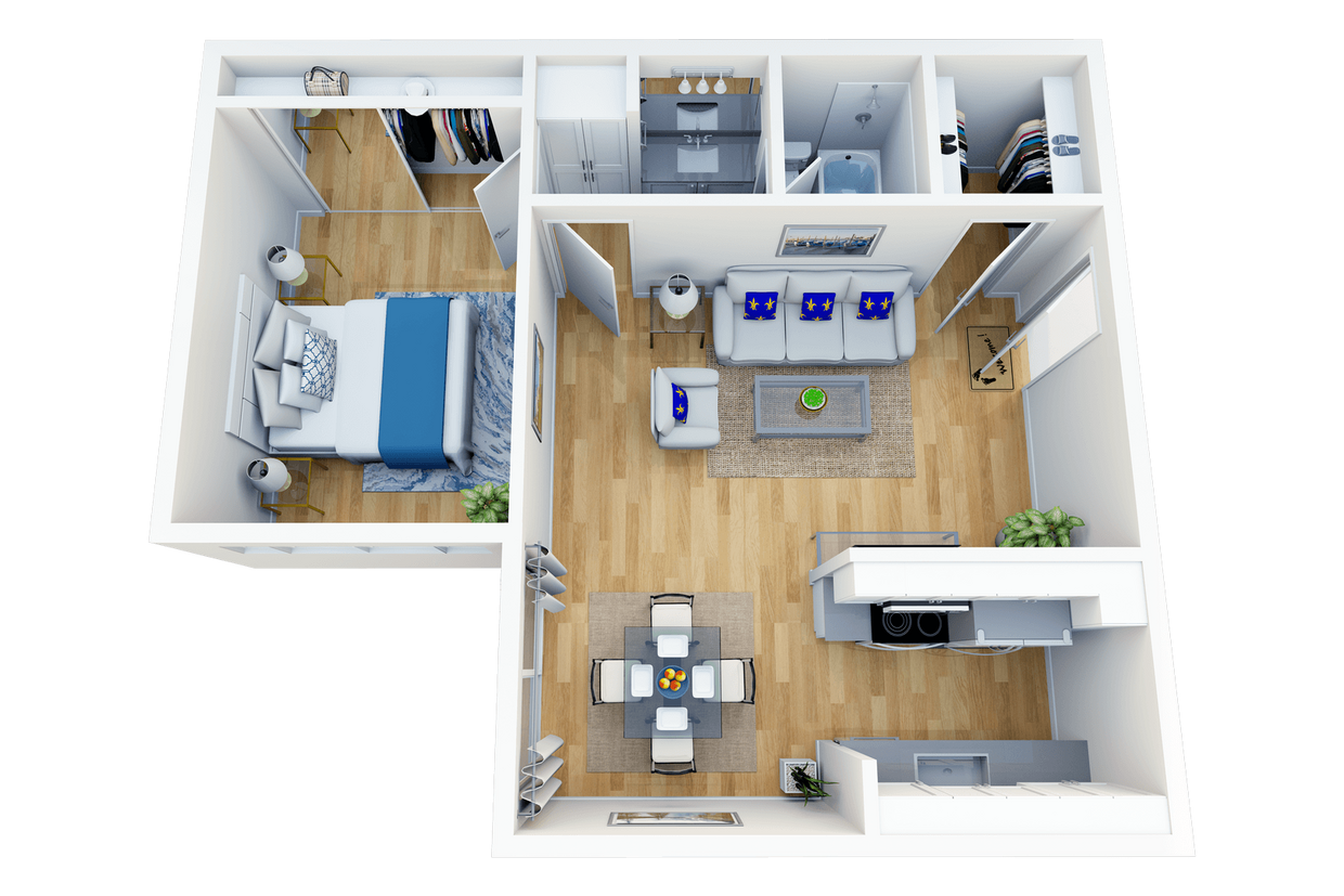 Floor Plan - 1 Bedroom, 1 Bath