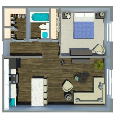 Floor Plan - 1BD, 1BTH