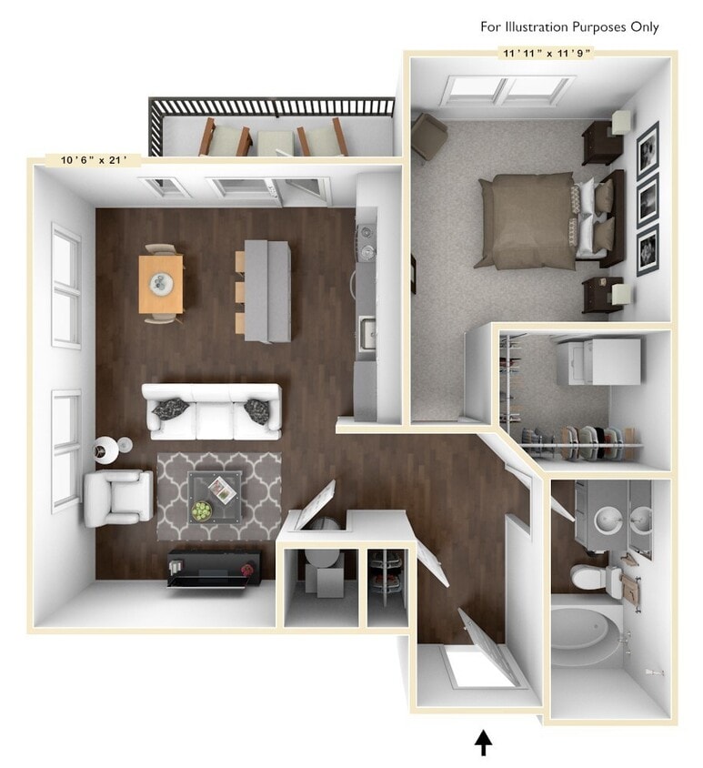 Floor Plan - A5 1 Bed 1 Bath