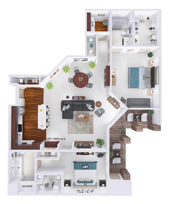 Floor Plan - WestTown - K1 - 2 Bed - 2 Bath