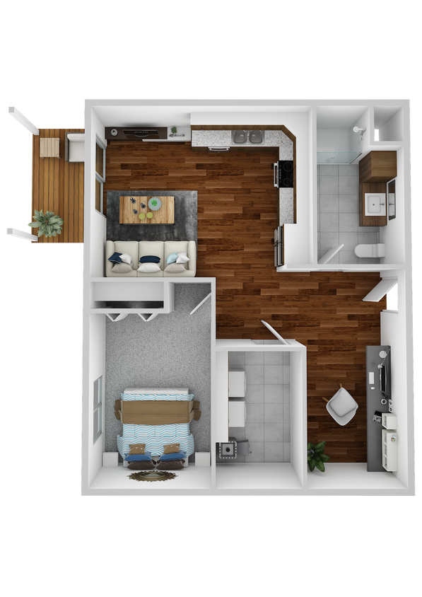 Floor Plan - Apartment Style- 1 Bedroom 1 Bathroom with Den