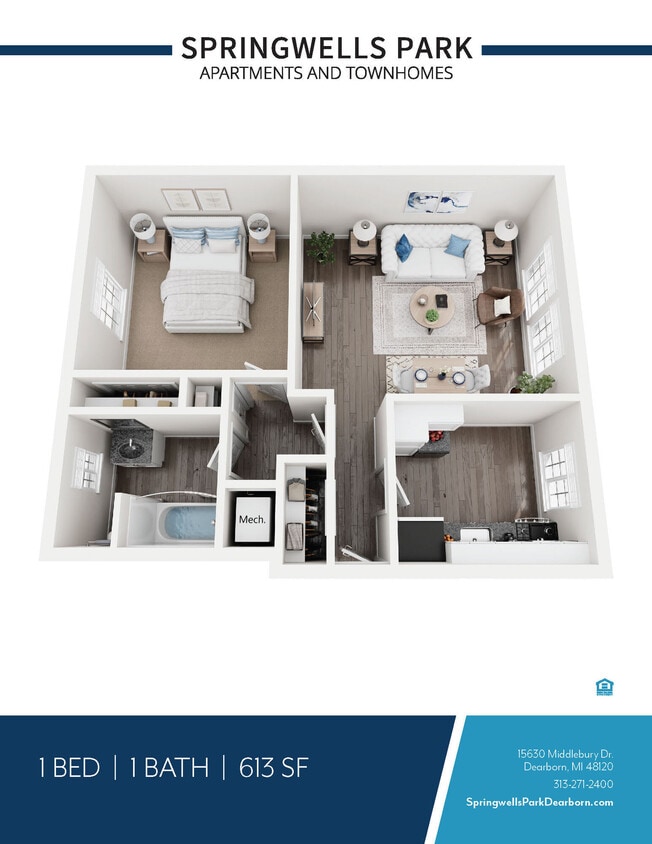 Floor Plan - 1 BED 1 BATH FOXBORO