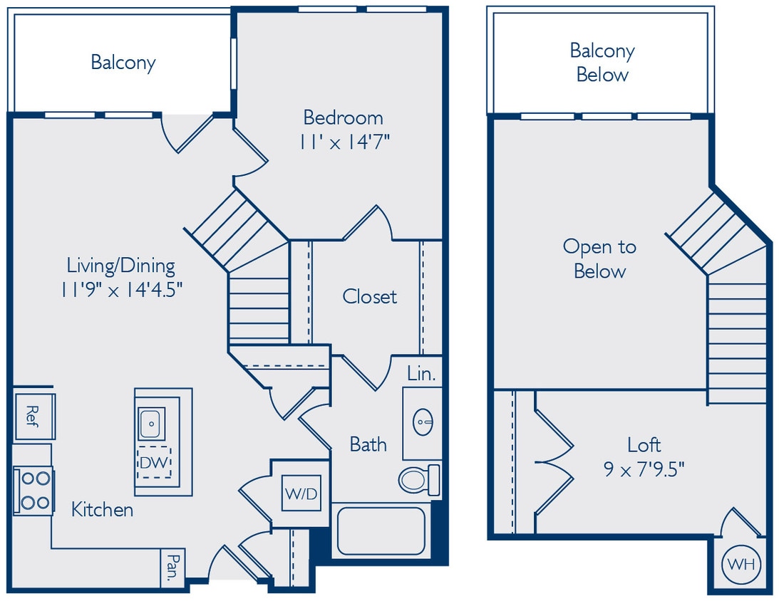 Floor Plan - 1 Bed 1 Bath A1SL