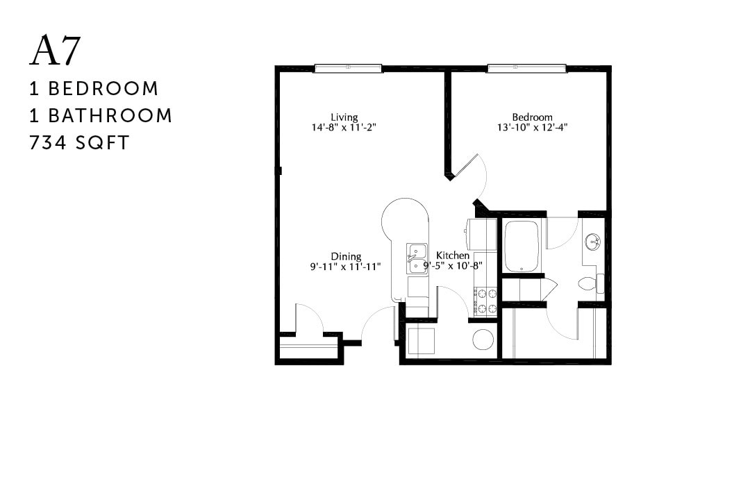Floor Plan - A7 One Bedroom Renovated