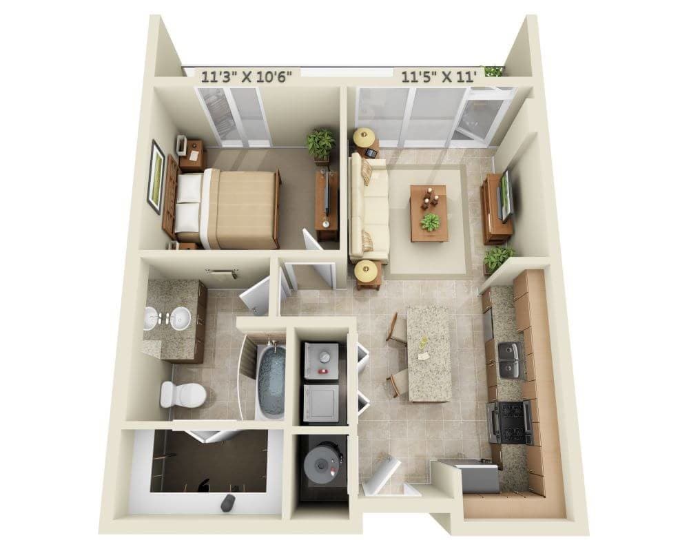 Floor Plan - One Bedroom A1A