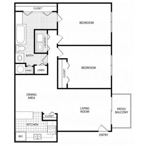Floor Plan - 2 Bedroom 1 Bathroom