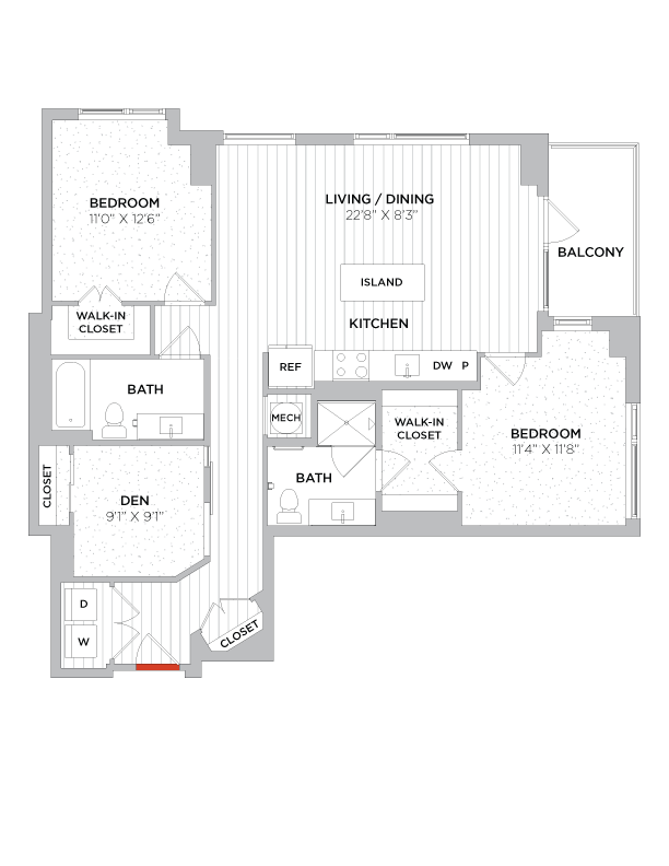 Floor Plan - 2 Bed/2 Bath Den-C09 West