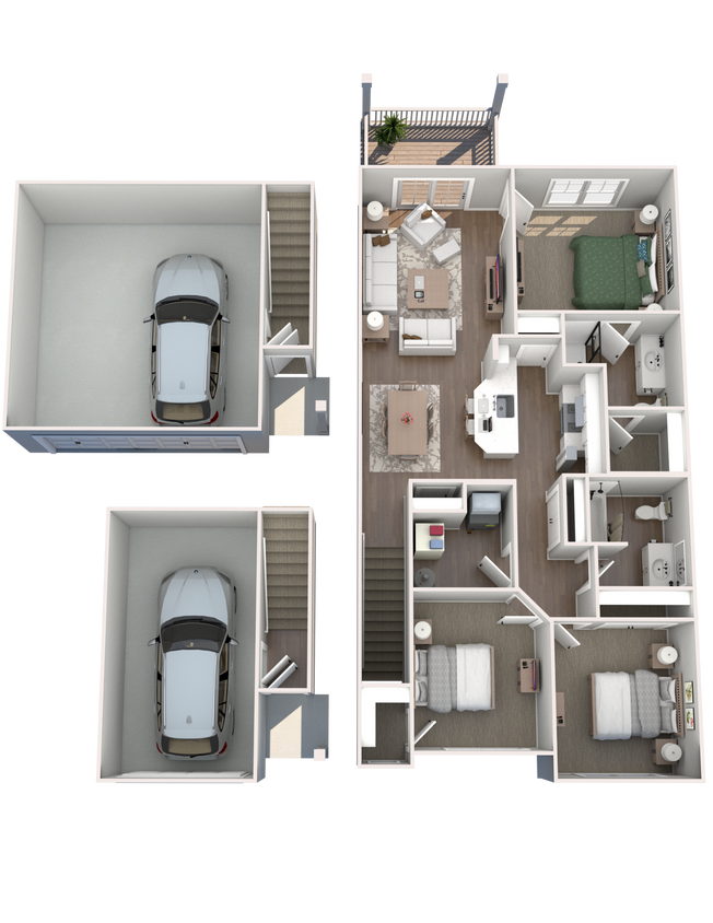 Floor Plan - D - Upstairs 3B.2BR