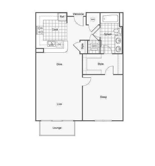Mercer 1/1 Floor Plan - The Mercer I