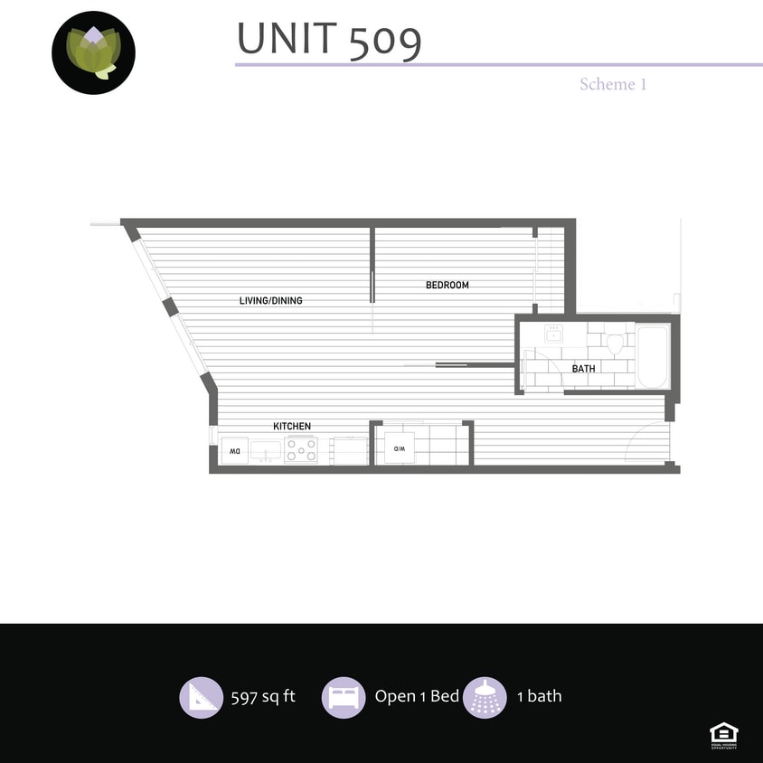 Floor Plan - 1 Bed 1 Bath