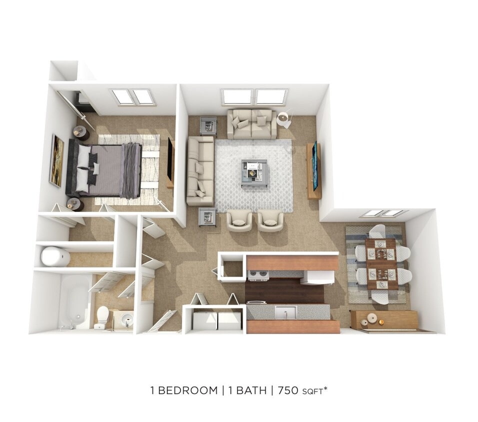 Floor Plan - One Bedroom-750 sqft