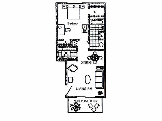 Floorplan - 1 Bed 1 Bath (A)