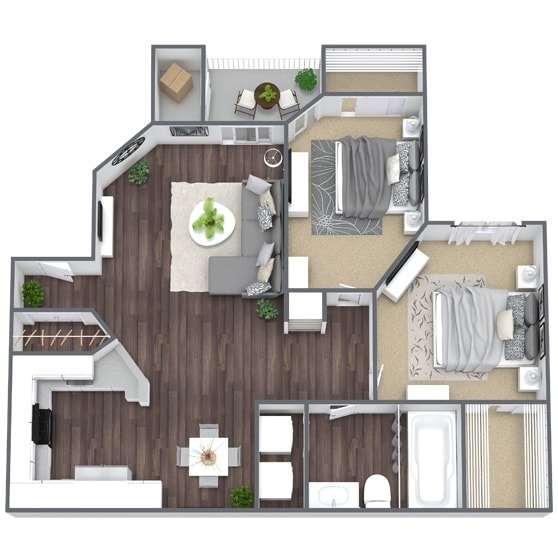 Floor Plan - 2 Bed - 1 Bath