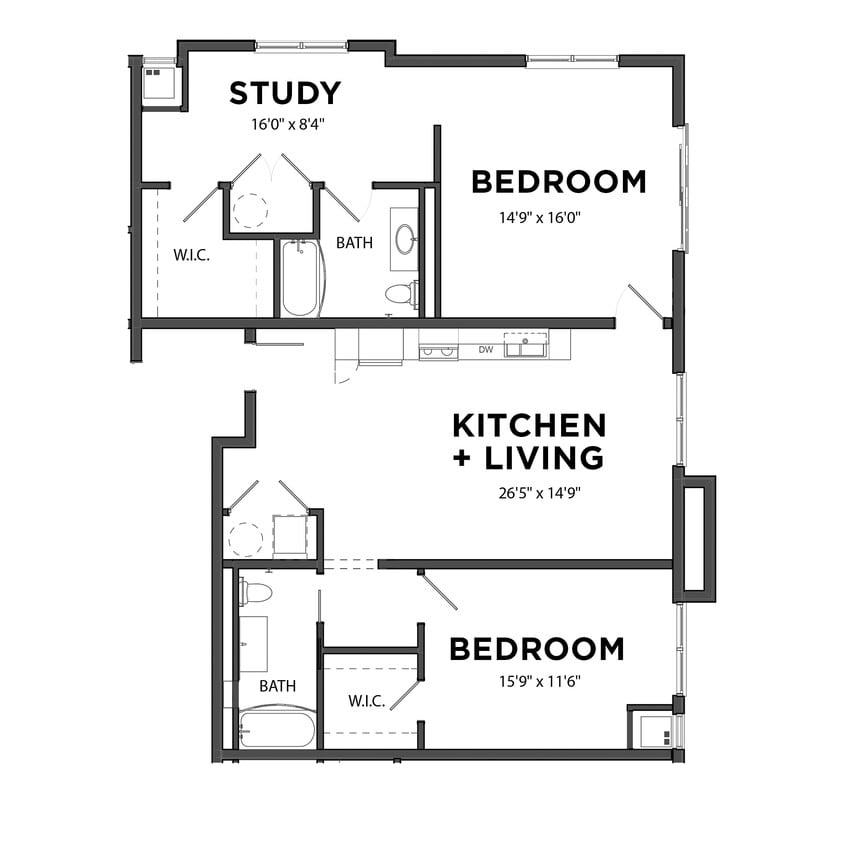 Floor Plan - The 2 Bedroom 7 (Orange)