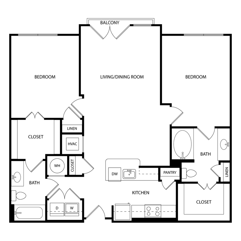 Floor Plan - 2 Bedroom, 2 Bath 1116 SF C1