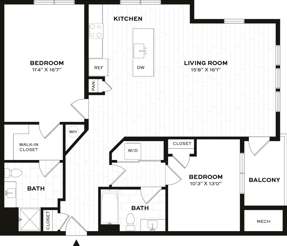Floor Plan - 2 Bed/2 Bath-F-HA