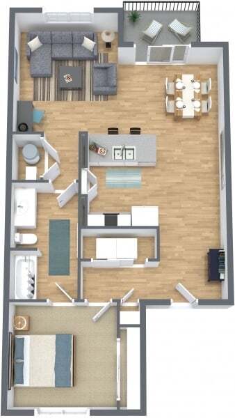 Floor Plan - 1 Bedroom 1 Bathroom Accessible