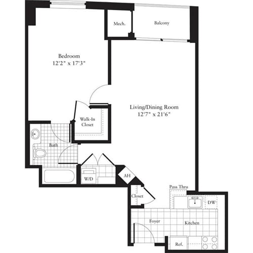 Floor Plan - 1 Bedroom D