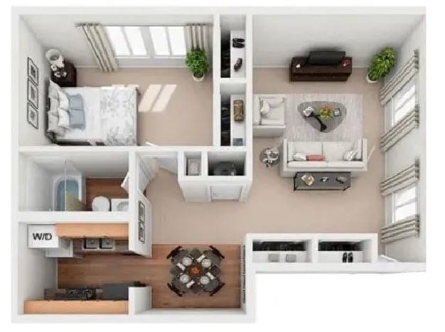 Floor Plan - 1 Bed, 1 Bath | Classic