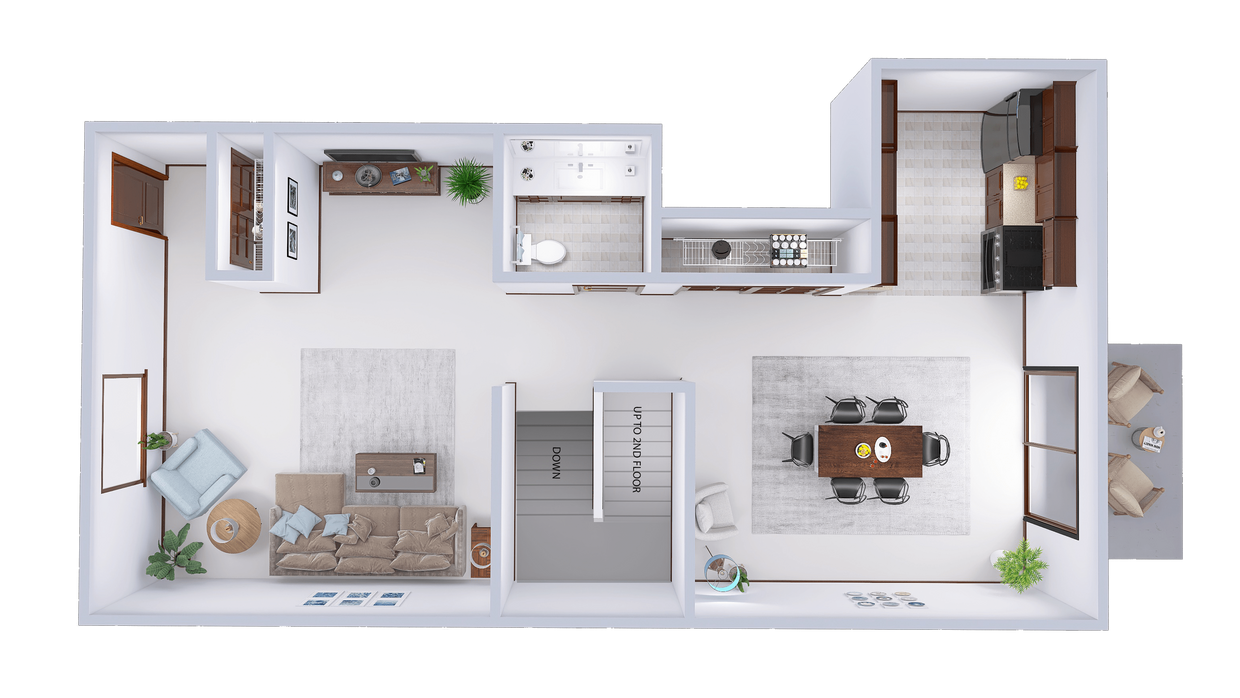 Floor Plan - 3 Bed, 1.5 Bath Townhouse