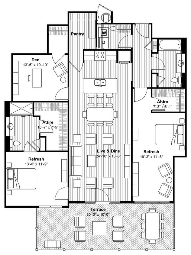 Elegant 2 BR Den + Terrace, Gas Cooking - Elegant 2 BR Den + Terrace,  Gas Cooking