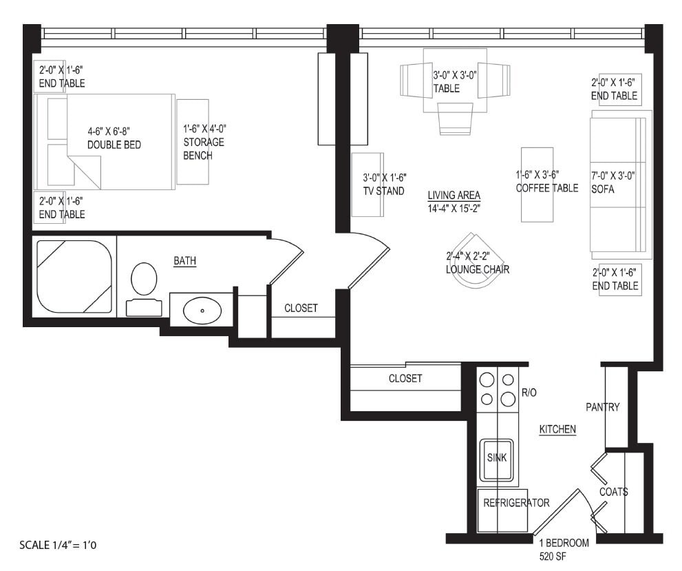 Floor Plan - 1 Bedroom Apartment