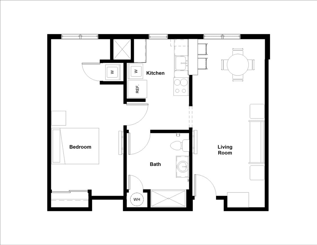 Floor Plan - Luxury 1br with River Views & Restaurants