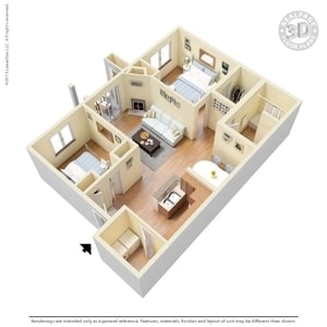 2BR/1BA - 2 Bed 1 Bath 922 SqFt (850 Net)