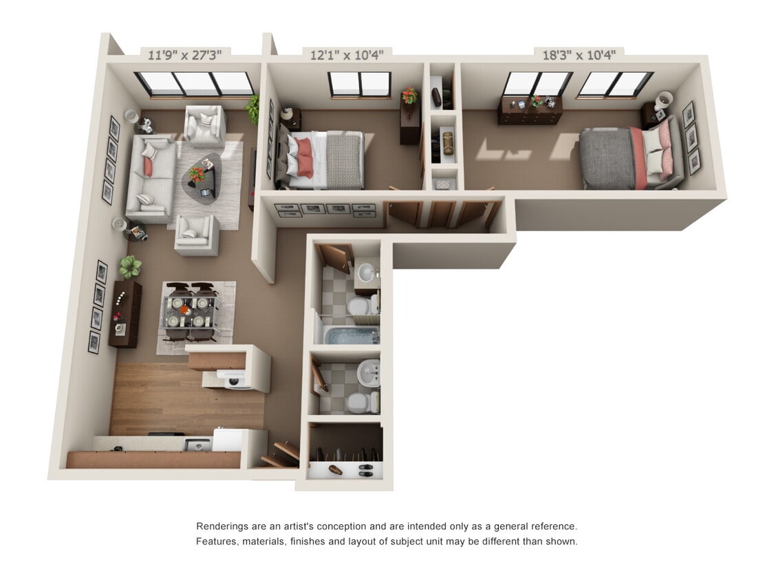 Floor Plan - 2 Bedroom 2 Bathroom