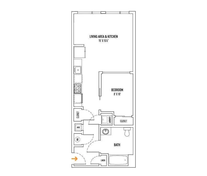 Floor Plan - 1BR, 1BA